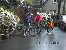Preparing to leave Salcombe YH on a very wet Sunday morning